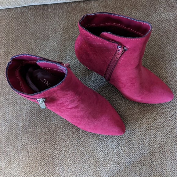 Suede Ankle Boots, Red, New, with 3 inches heel - Picture 2 of 8